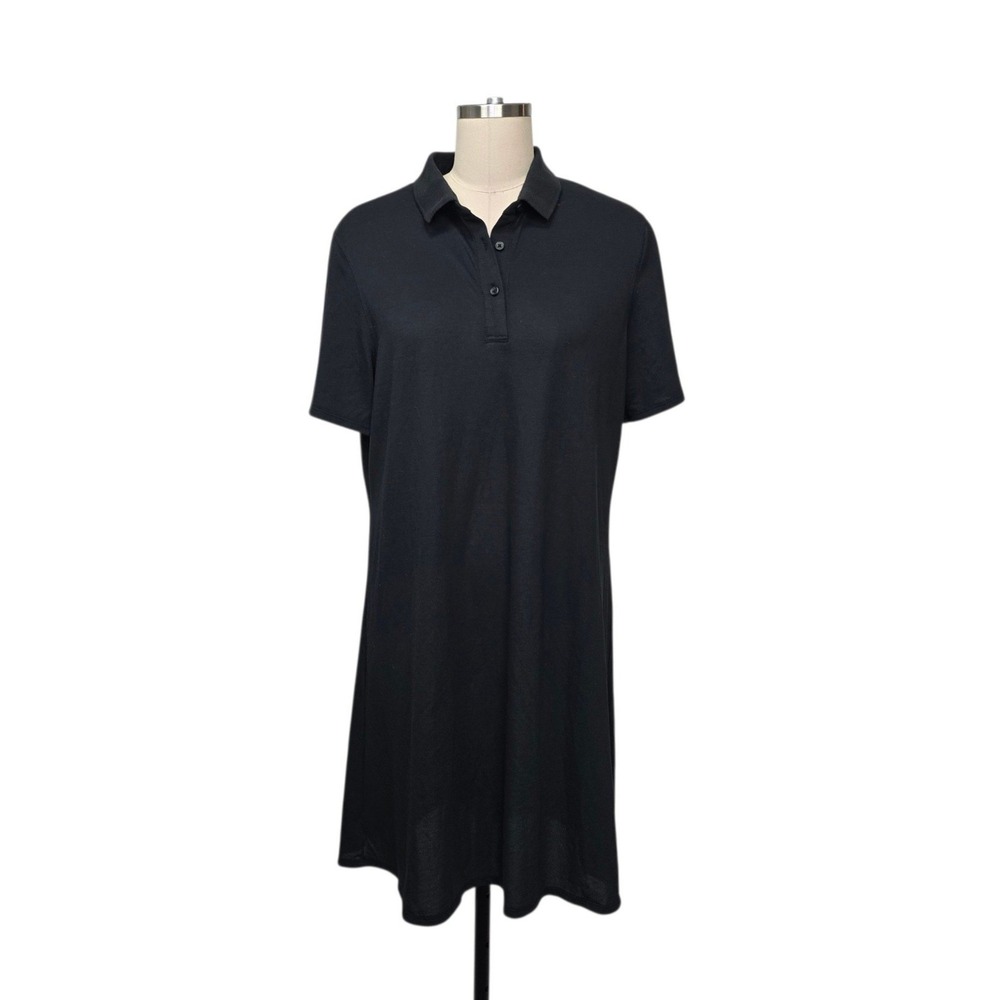 Outdoor Voices Womens Black Short Sleeve Polo Dress XXL Recycled Stretch Active